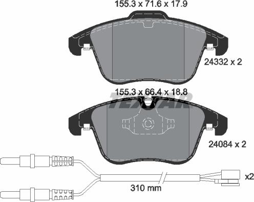 Textar 2433201 - Тормозные колодки, дисковые, комплект unicars.by