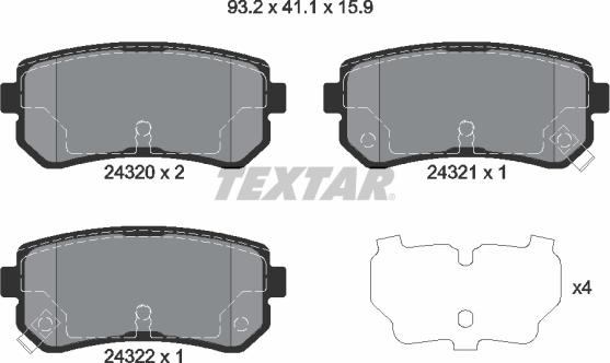 Textar 2432001 - Тормозные колодки, дисковые, комплект unicars.by