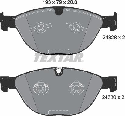 Textar 2432801 - Тормозные колодки, дисковые, комплект unicars.by