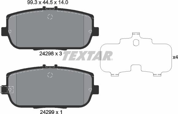 Textar 2429801 - Тормозные колодки, дисковые, комплект unicars.by