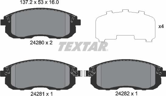 Textar 2428001 - Тормозные колодки, дисковые, комплект unicars.by