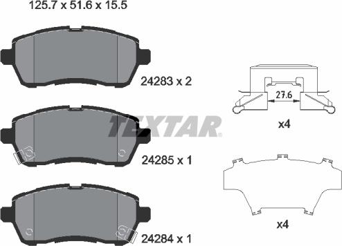 Textar 2428303 - Тормозные колодки, дисковые, комплект unicars.by