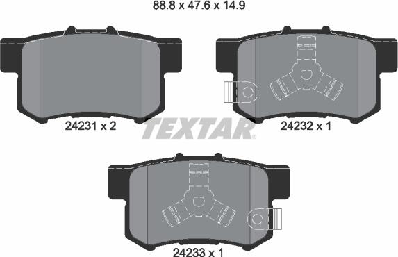 Textar 2423101 - Тормозные колодки, дисковые, комплект unicars.by