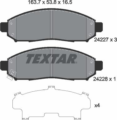 Textar 2422701 - Тормозные колодки, дисковые, комплект unicars.by