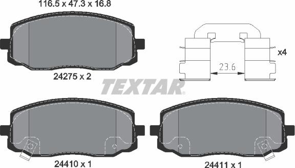 Textar 2427501 - Тормозные колодки, дисковые, комплект unicars.by