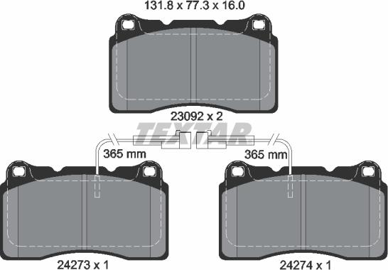 Textar 2427301 - Тормозные колодки, дисковые, комплект unicars.by