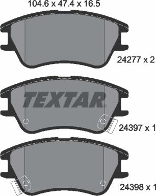 Textar 2427701 - Тормозные колодки, дисковые, комплект unicars.by