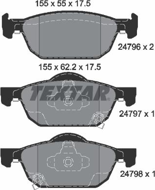 Textar 2479601 - Тормозные колодки, дисковые, комплект unicars.by