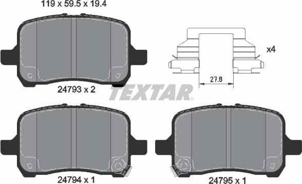 Textar 2479301 - Тормозные колодки, дисковые, комплект unicars.by