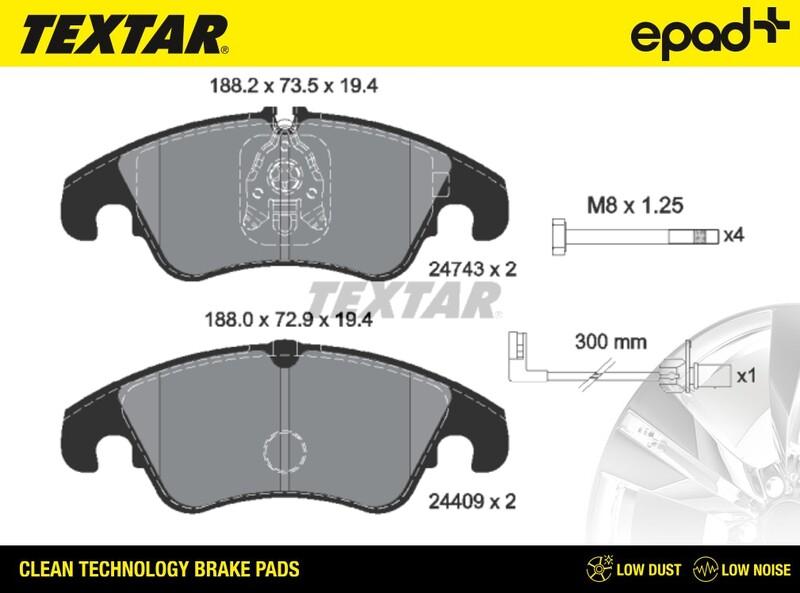 Textar 2474301CP - Тормозные колодки, дисковые, комплект unicars.by