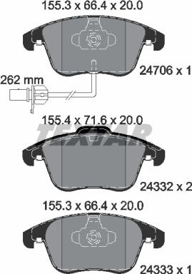 Textar 2470601 - Тормозные колодки, дисковые, комплект unicars.by