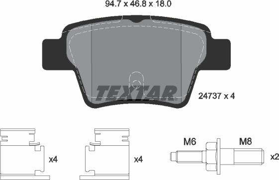 Textar 2473701 - Тормозные колодки, дисковые, комплект unicars.by