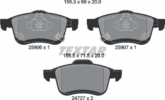 Textar 2590601 - Тормозные колодки, дисковые, комплект unicars.by