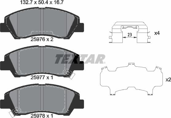 Textar 2597601 - Тормозные колодки, дисковые, комплект unicars.by