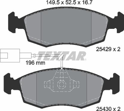 Textar 2542901 - Тормозные колодки, дисковые, комплект unicars.by