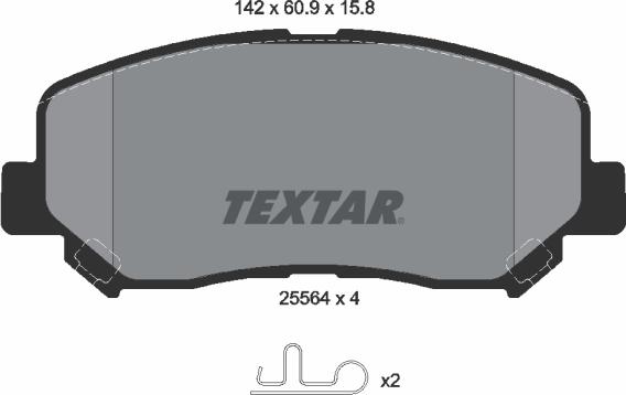 Textar 2556401 - Тормозные колодки, дисковые, комплект unicars.by