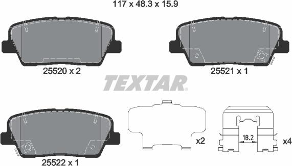 Textar 2552001 - Тормозные колодки, дисковые, комплект unicars.by