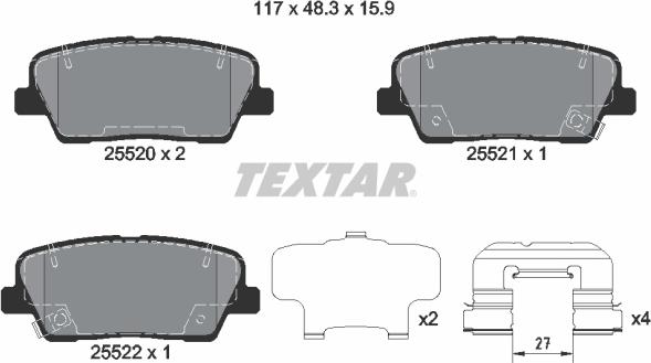 Textar 2552008 - Тормозные колодки, дисковые, комплект unicars.by