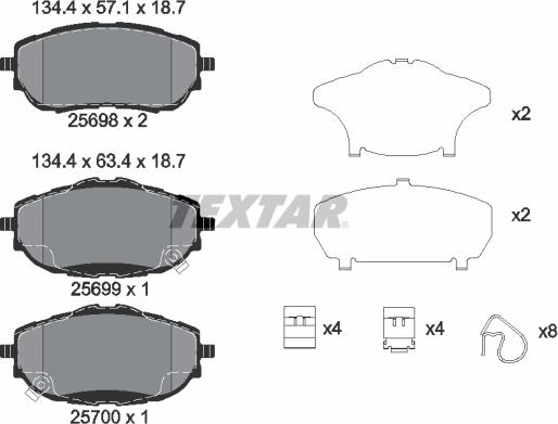 Textar 2569801 - Тормозные колодки, дисковые, комплект unicars.by