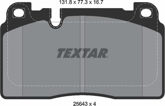 Textar 2564305 - Тормозные колодки, дисковые, комплект unicars.by