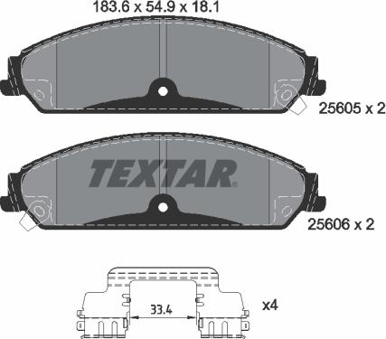 Textar 2560501 - Тормозные колодки, дисковые, комплект unicars.by