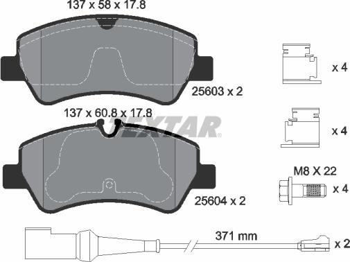 Textar 2560303 - Тормозные колодки, дисковые, комплект unicars.by