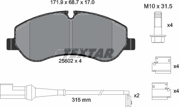 Textar 2560201 - Тормозные колодки, дисковые, комплект unicars.by