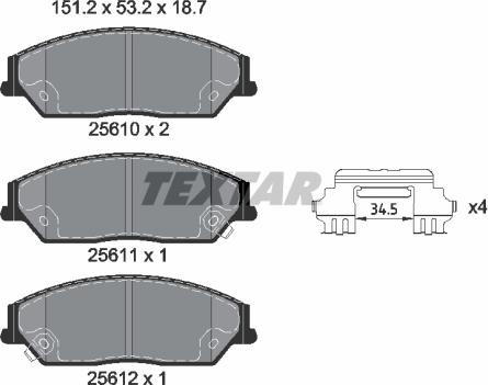 Textar 2561001 - Тормозные колодки, дисковые, комплект unicars.by