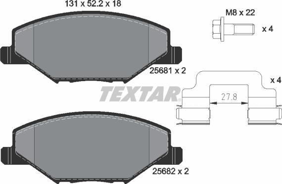 Textar 2568101 - Тормозные колодки, дисковые, комплект unicars.by