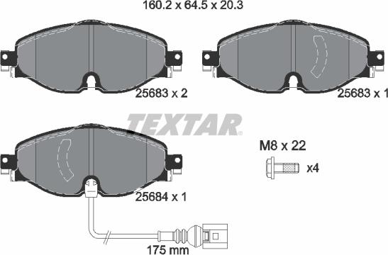 Textar 2568301 - Тормозные колодки, дисковые, комплект unicars.by