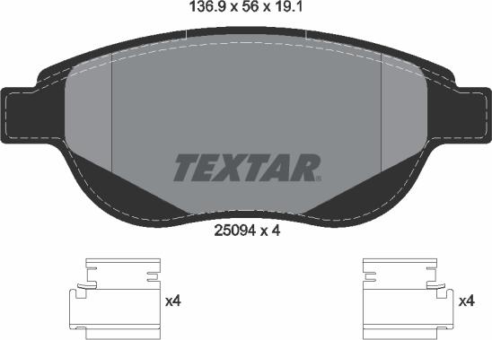 Textar 2509401 - Тормозные колодки, дисковые, комплект unicars.by