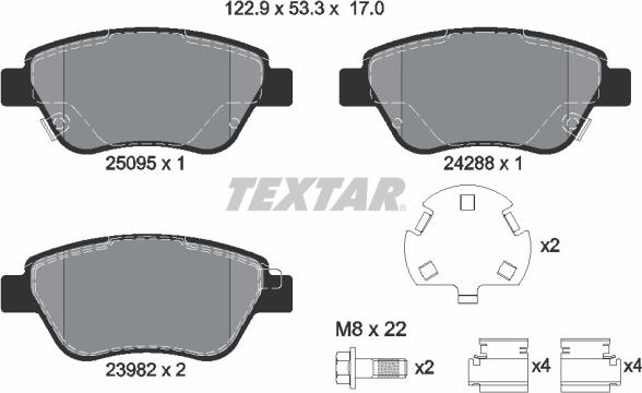 Textar 2509501 - Тормозные колодки, дисковые, комплект unicars.by