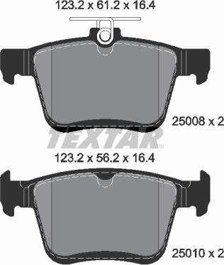 Textar 2500801 - Тормозные колодки, дисковые, комплект unicars.by