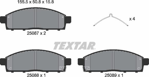 Textar 2508703 - Тормозные колодки, дисковые, комплект unicars.by