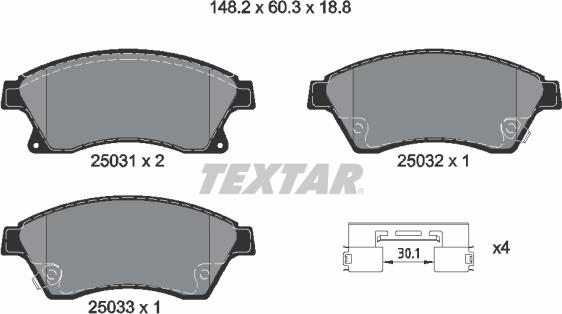 Textar 2503181 - Тормозные колодки, дисковые, комплект unicars.by