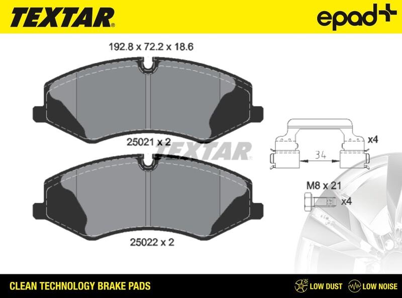 Textar 2502101CP - Тормозные колодки, дисковые, комплект unicars.by