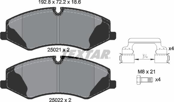 Textar 2502101 - Тормозные колодки, дисковые, комплект unicars.by