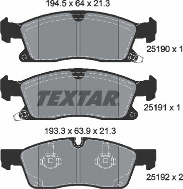 Textar 2519001 - Тормозные колодки, дисковые, комплект unicars.by