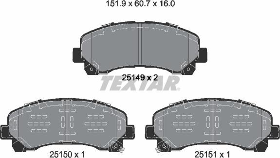 Textar 2514904 - Тормозные колодки, дисковые, комплект unicars.by