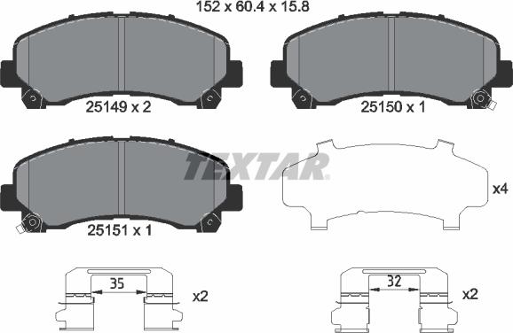 Textar 2514901 - Тормозные колодки, дисковые, комплект unicars.by