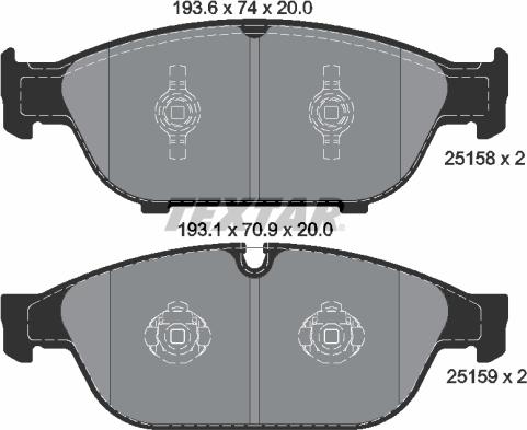 Textar 2515802 - Тормозные колодки, дисковые, комплект unicars.by