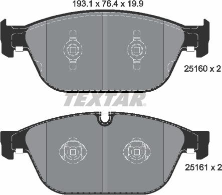 Textar 2516002 - Тормозные колодки, дисковые, комплект unicars.by