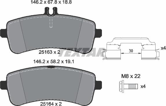 Textar 2516302 - Тормозные колодки, дисковые, комплект unicars.by