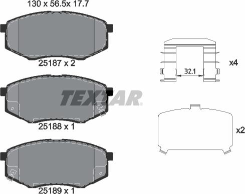 Textar 2518701 - Тормозные колодки, дисковые, комплект unicars.by