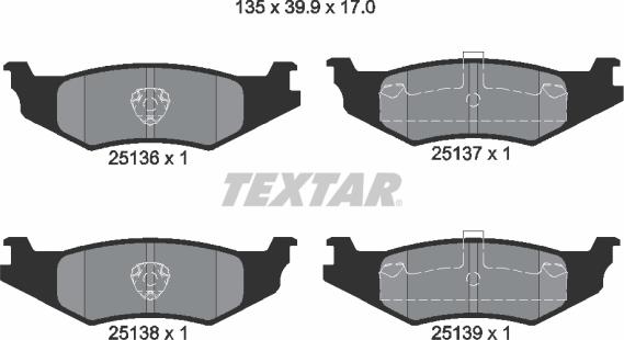 Textar 2513601 - Тормозные колодки, дисковые, комплект unicars.by