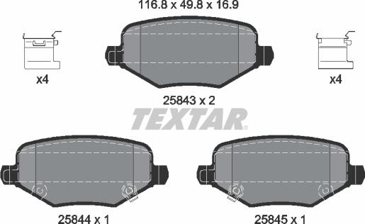 Textar 2584301 - Тормозные колодки, дисковые, комплект unicars.by