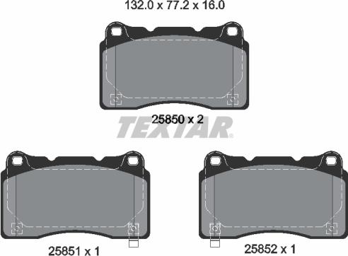 Textar 2585001 - Тормозные колодки, дисковые, комплект unicars.by