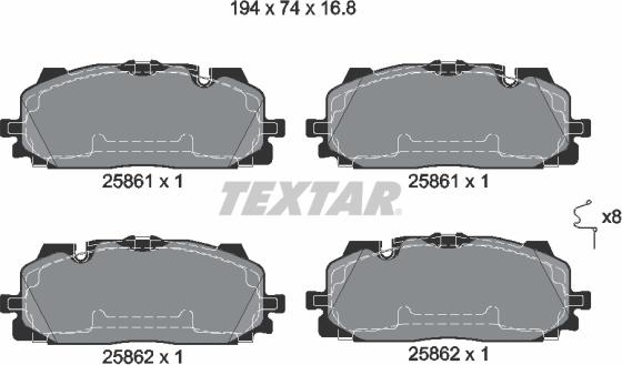 Textar 2586101 - Тормозные колодки, дисковые, комплект unicars.by