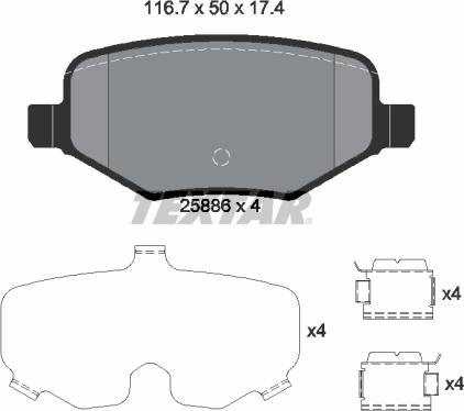 Textar 2588601 - Тормозные колодки, дисковые, комплект unicars.by