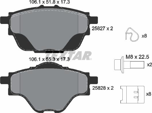 Textar 2582701 - Тормозные колодки, дисковые, комплект unicars.by